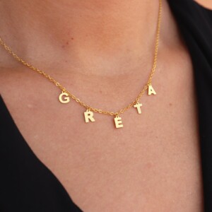 COLLAR PERSONALIZADO NOMBRE PLATA BAÑO ORO