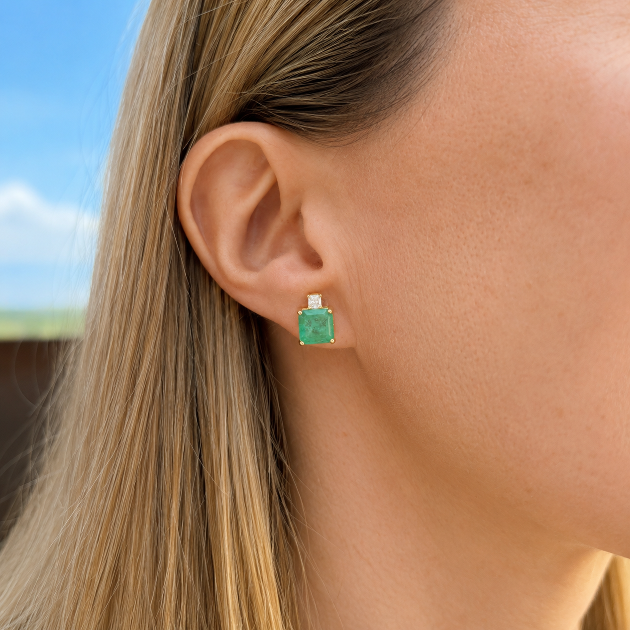 PENDIENTES AVENTURINA Y ZIRCONITA PLATA BAÑO ORO