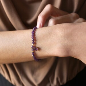 PULSERA AMATISTA CHARM PLATA DORADA