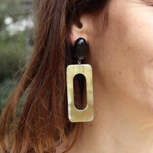 PENDIENTES OBSIDIANA Y ASTA