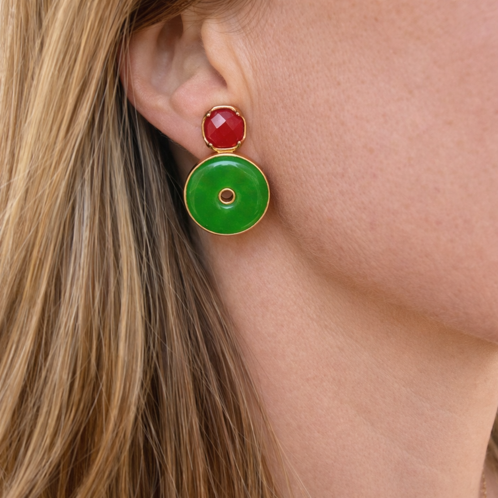 PENDIENTES JADE Y ÁGATA ROPADA