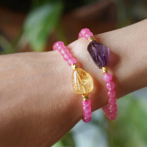 PULSERA CUARZO ROSA Y AMATISTA