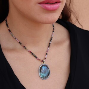 COLLAR TURMALINA COLGANTE LABRADORITA