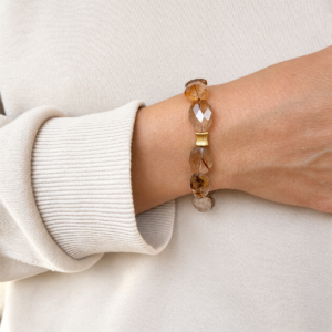 PULSERA CUARZO RUTILO PLATA BAÑO ORO
