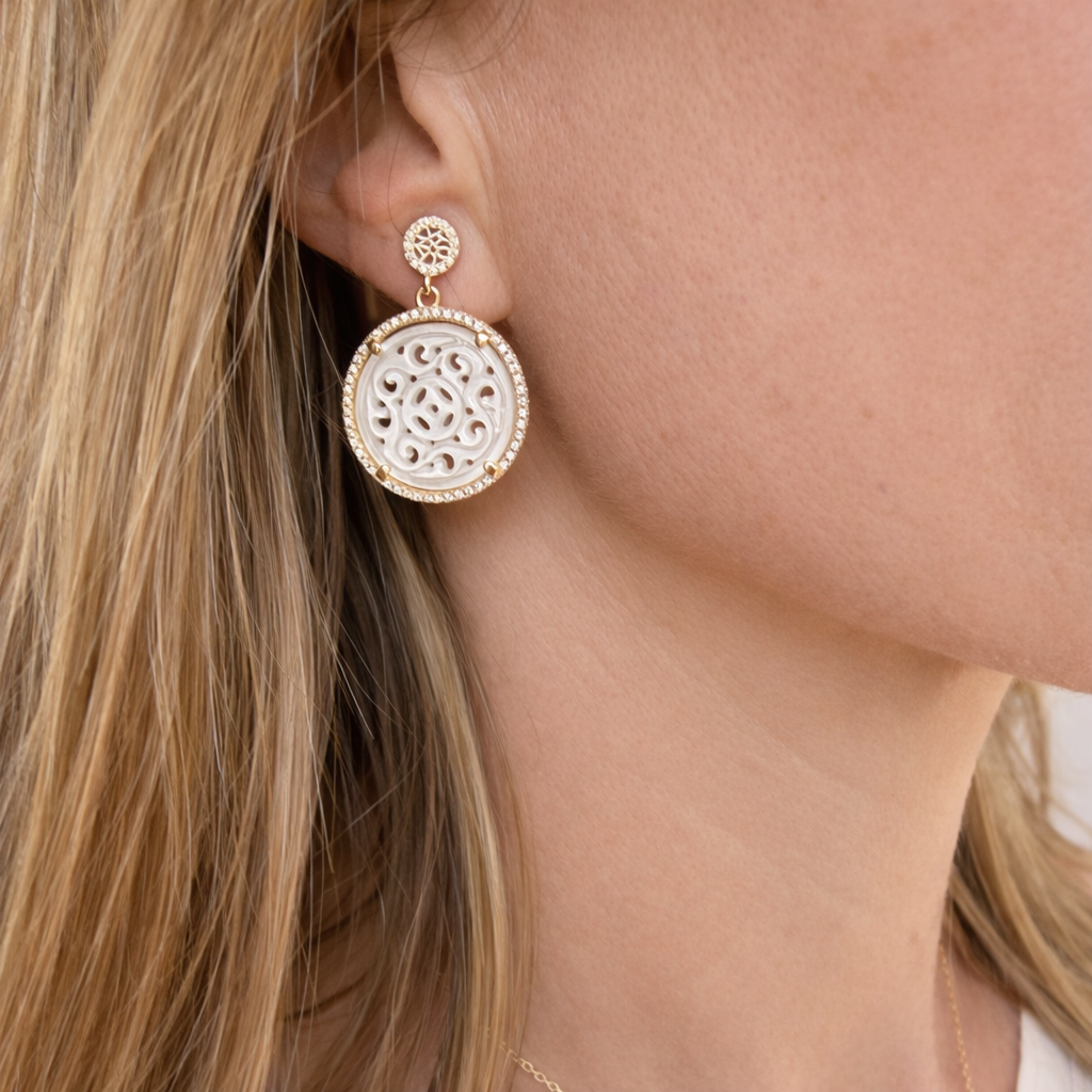 PENDIENTES MADREPERLA TALLADA