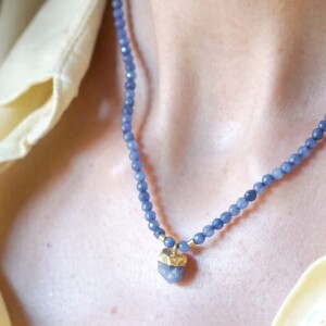 COLLAR TANZANITA DRUSA PLATA DORADA