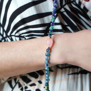 PULSERA FLUORITA Y CUARZO ROSA