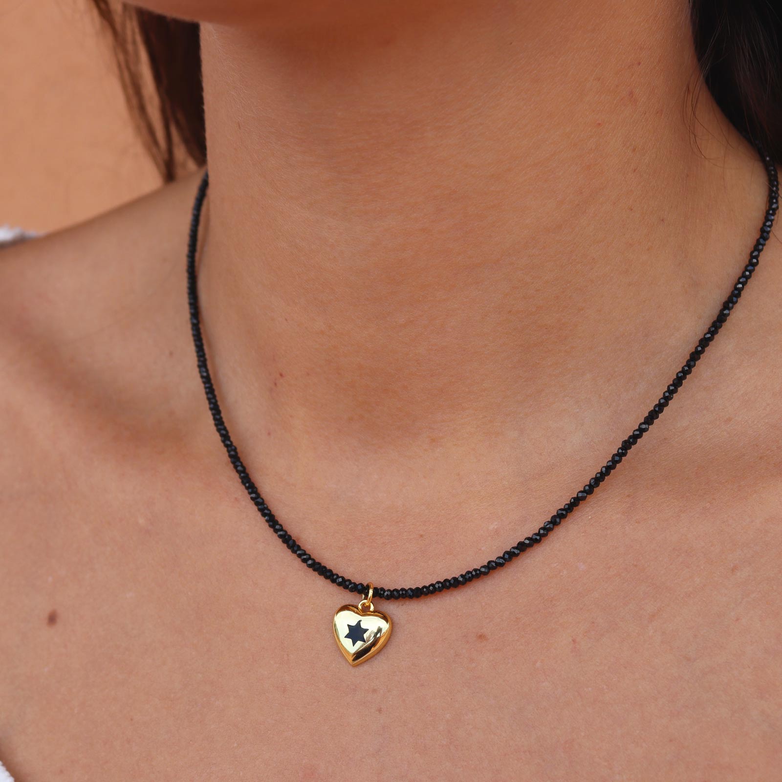 COLLAR ESPINELA COLGANTE CORAZÓN REVERSIBLE