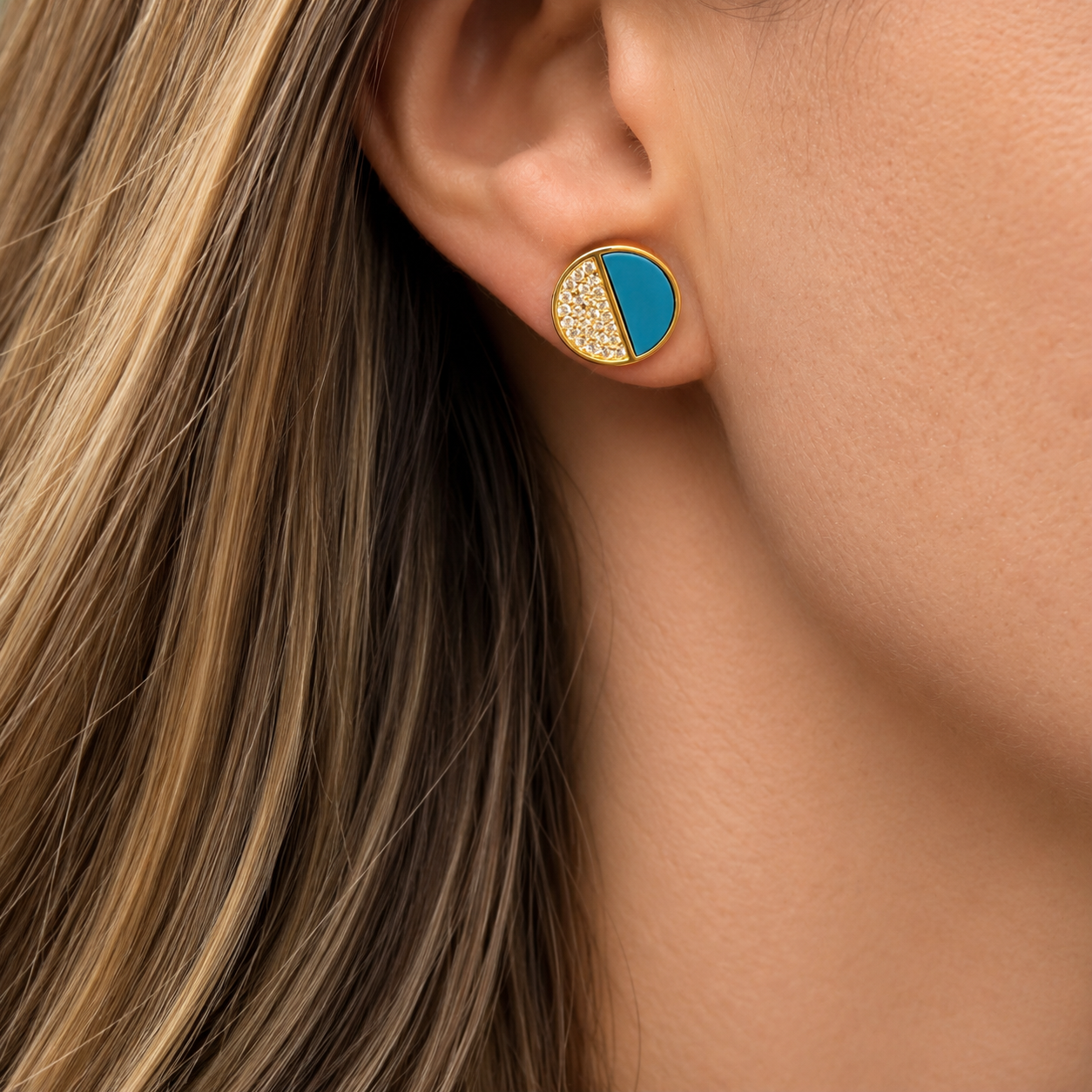 PENDIENTES TURQUESA PAVÉ ZIRCONITAS