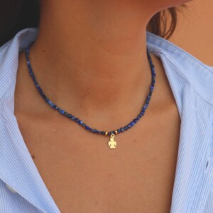 COLLAR ZAFIRO COLGANTE ÁNGEL PLATA