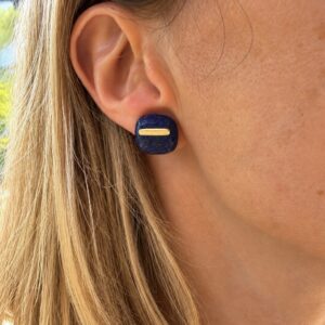 PENDIENTES CUADRADOS LAPISLÁZULI PLATA BAÑO ORO