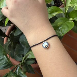 PULSERA CORDÓN CIERRE REGULABLE CERDITO NÁCAR Y ÓNIX