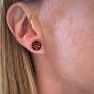 PENDIENTES GRANATE Y PLATA ROSA