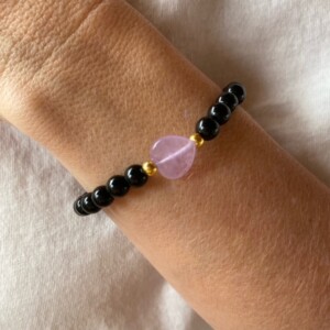 PULSERA ÓNIX Y AMATISTA CORAZÓN