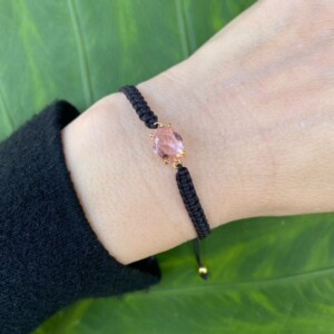 PULSERA MACRAMÉ CUARZO ROSA