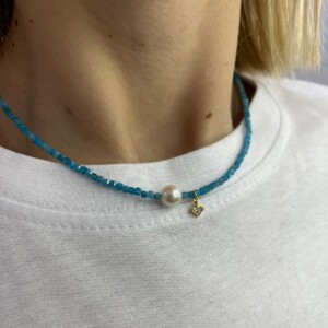 COLLAR DÍA DE LA MUJER CUARZO AZUL Y PERLA