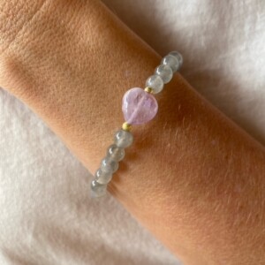 PULSERA LABRADORITA Y AMATISTA CORAZÓN