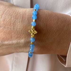 PULSERA CUARZO AZUL CRUZ