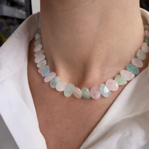 COLLAR AGUAMARINA Y CUARZO ROSA