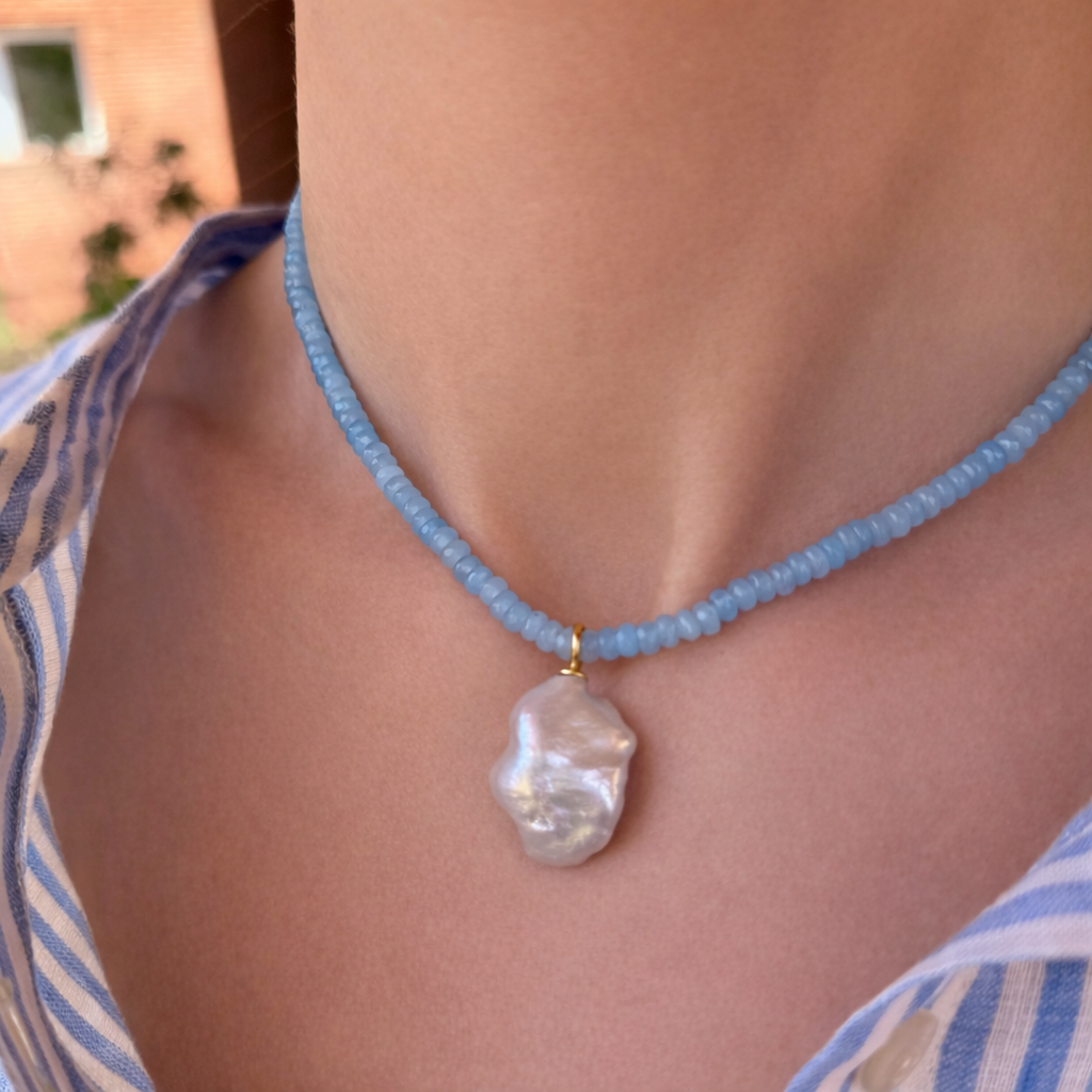 COLLAR CALCEDONIA PERLA BARROCA