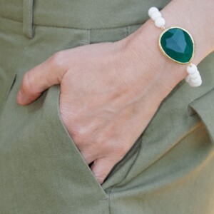 PULSERA CUARZO VERDE Y ÁGATA BLANCA