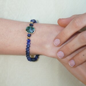 PULSERA LAPISLÁZULI Y RUBÍ ZOISITA