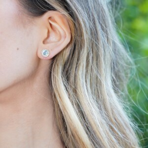 PENDIENTES ROSETÓN AZUL PLATA DORADA