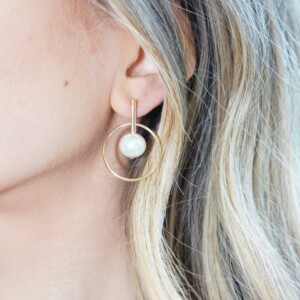 PENDIENTES AROS PERLAS Y PLATA BAÑO ORO