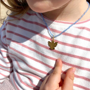 COLLAR ÁGATA AZUL ÁNGEL DORADO