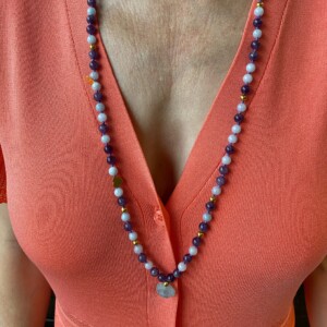 COLLAR JAPA MALA AGUAMARINA Y AMATISTA