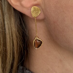 PENDIENTES CUARZO FUMÉ -TIERRA DORADA