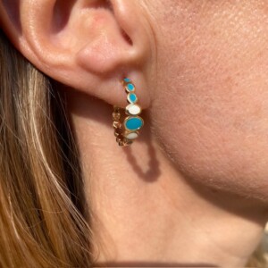 PENDIENTES AROS ESMALTE PLATA BAÑO ORO