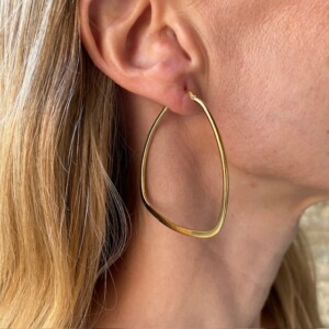 PENDIENTES AROS TRIANGULAR PLATA BAÑO ORO