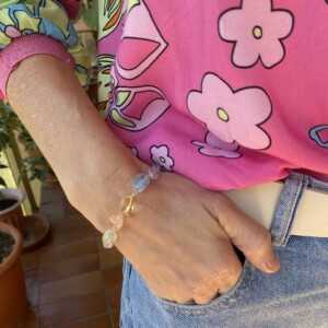 PULSERA CUARZOS PASTEL PLATA DORADA