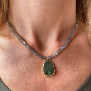 COLLAR LABRADORITA Y ÁGATA MUSGOSA