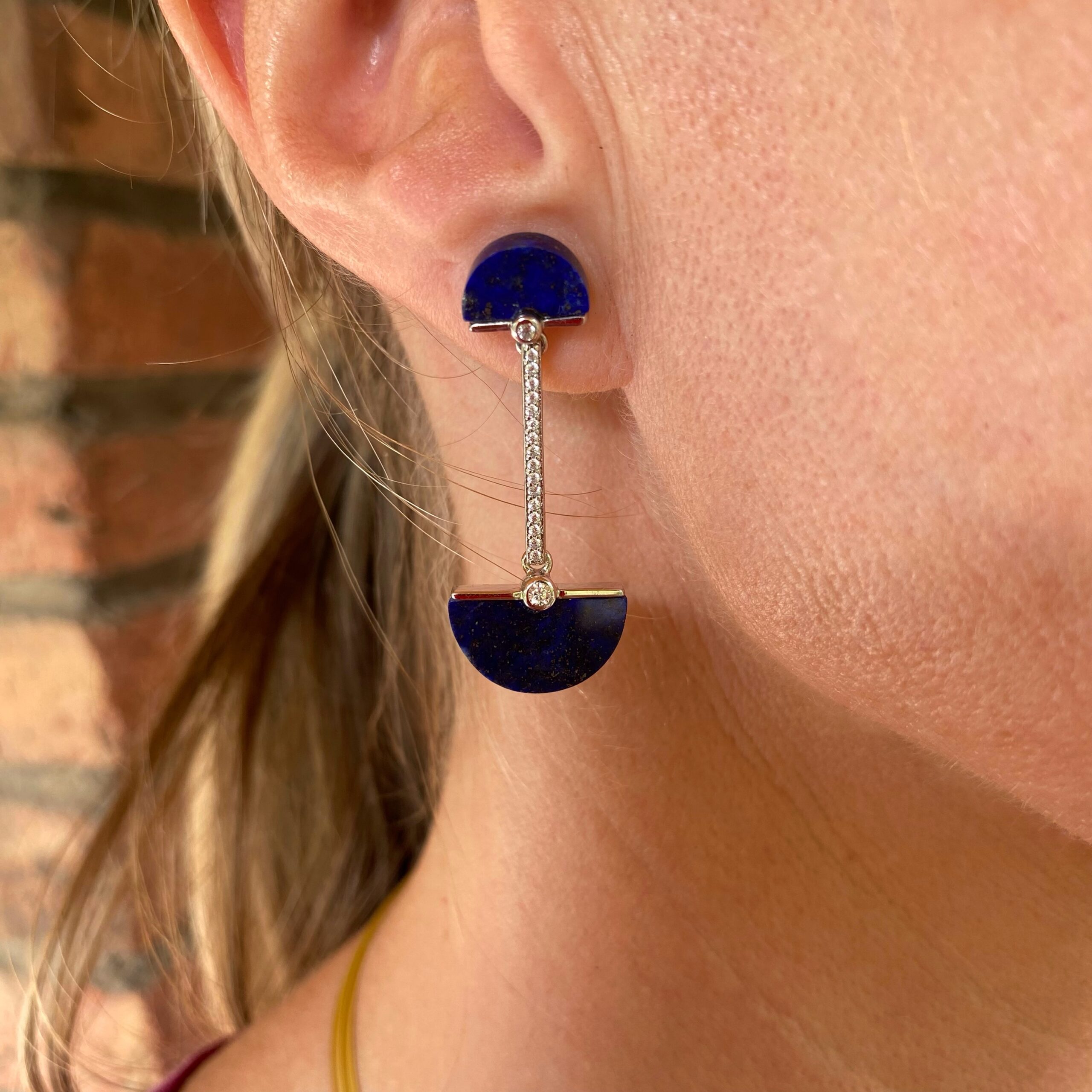 PENDIENTES LAPISLÁZULI MEDIA ESFERA