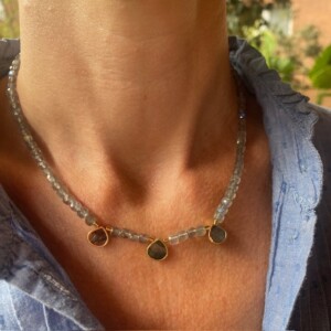 COLLAR LABRADORITA CUADRADA CHARMS GOTAS