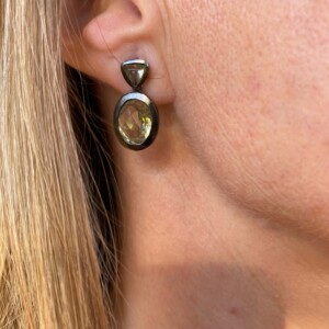 PENDIENTES CUARZO CITRINO PLATA NEGRA