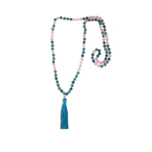 COLLAR MALA CUARZO ROSA ÁGATA AZUL