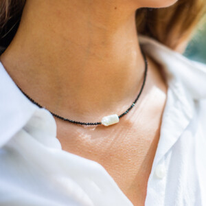 COLLAR HEMATITE Y PERLA STICK