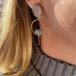 PENDIENTES AGUAMARINA CÍRCULO