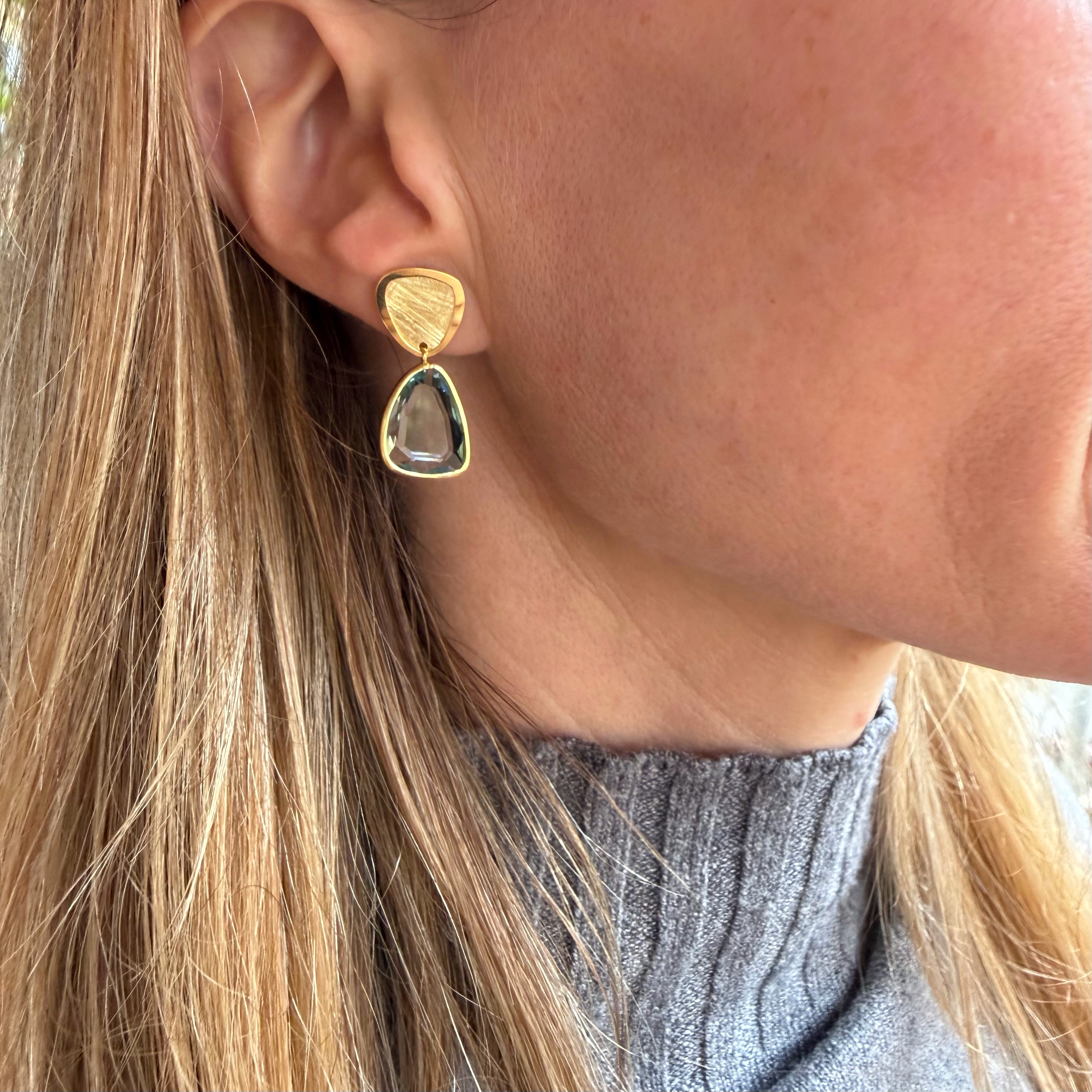 PENDIENTES PLATA ORO MATIZADO TOPACIO