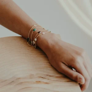 Pulsera 3 Vueltas Aura Natural – Cuarzos & Baño de Oro